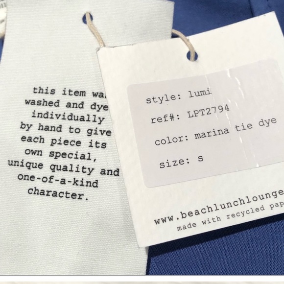 NWT Beach Lunch & Lounge shortsleeved pullover blue white tie dye top size small - Picture 8 of 10